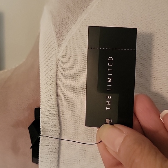 The Limited. Size L, White, Classic Style Sweater, Lightweight, Sheer Shoulders - Picture 5 of 10